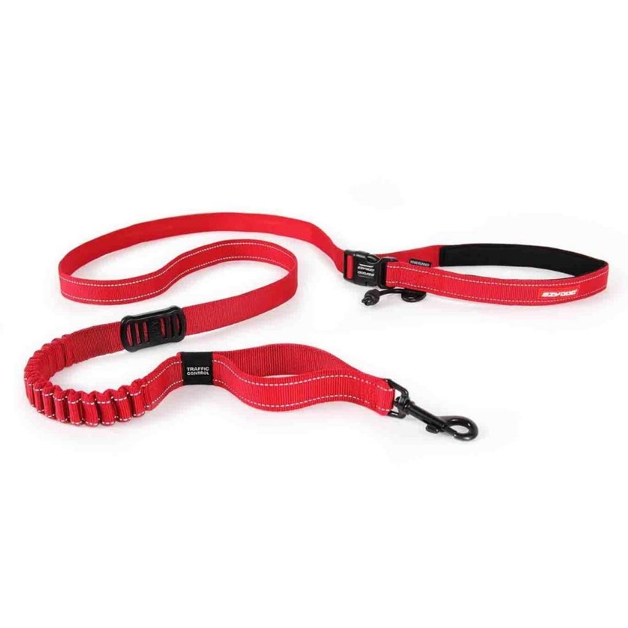 Correa para perros EzyDog Road Runner negra con tecnología Zero Shock Rojo