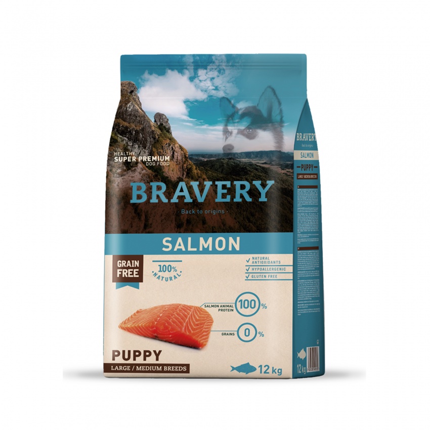 Bravery Dog Salmon Puppy Large/Medium Breeds alimento para perro, , large image number null