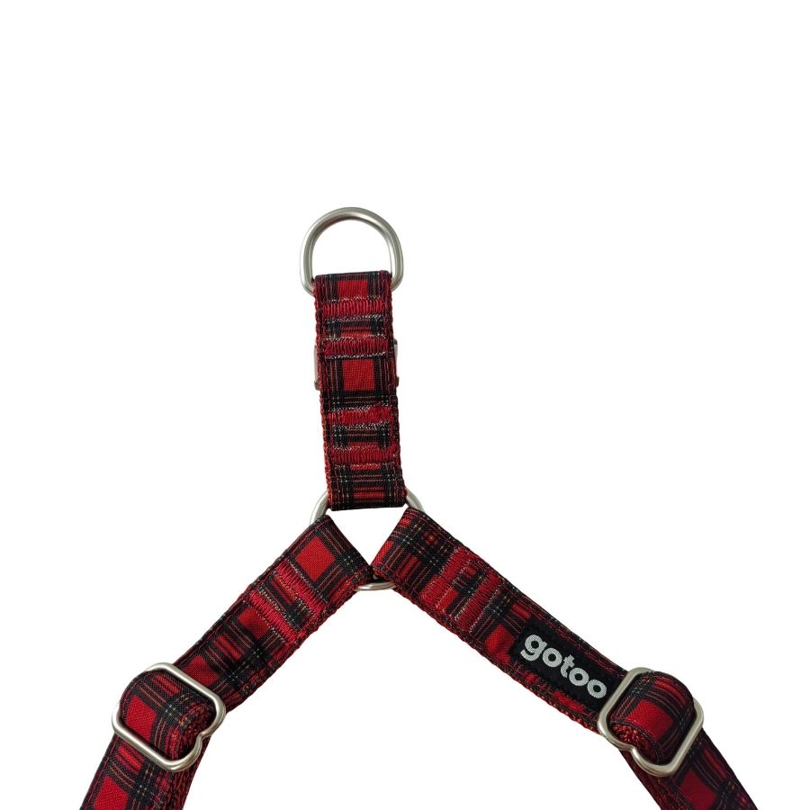 Arnés tartán rojo con hebilla metalica para perros, , large image number null