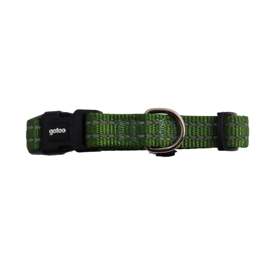 Collar verde reflectante con acolchado ajustable para perros, , large image number null