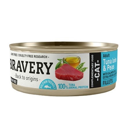 Bravery Lomo De Atún Y Guisantes alimento húmedo para gatos