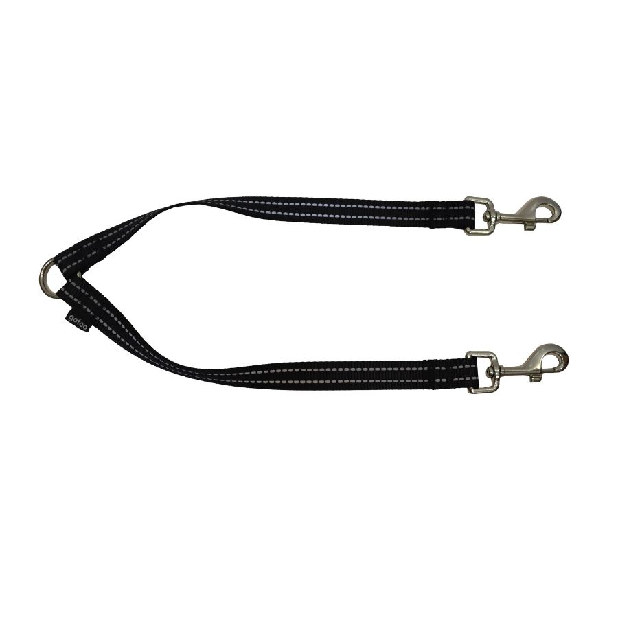 Correa negra dual con costuras reflectantes para perros, , large image number null