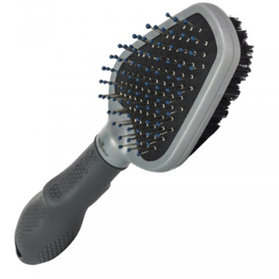 Dual grooming brush furminator