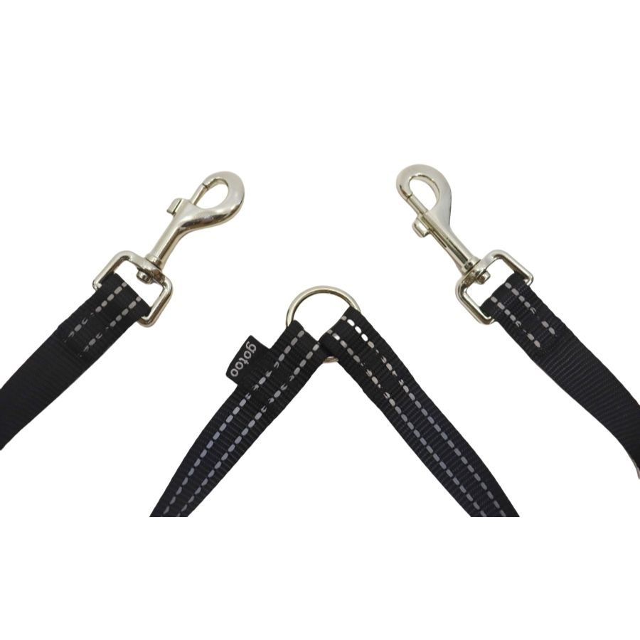 Correa negra dual con costuras reflectantes para perros, , large image number null