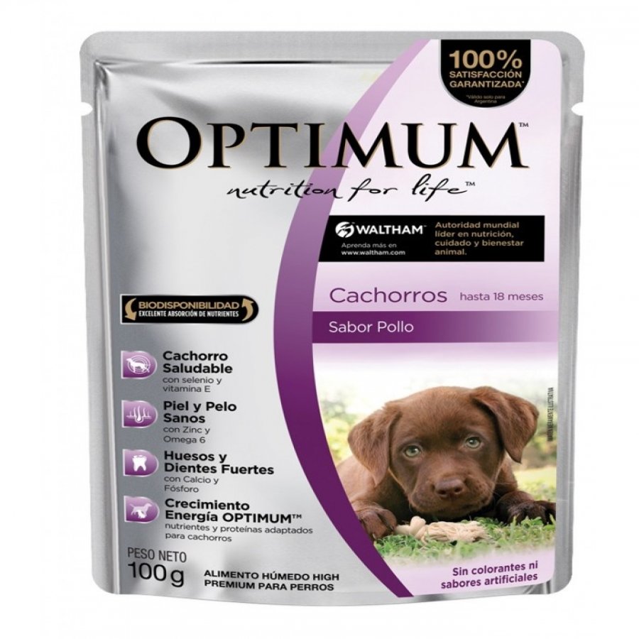 Optimum pouch cachorro pollo 100GR