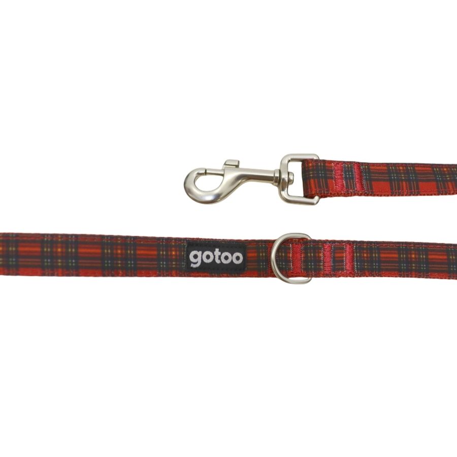 Correa con estampado de tartán rojo Talla M para perros, , large image number null