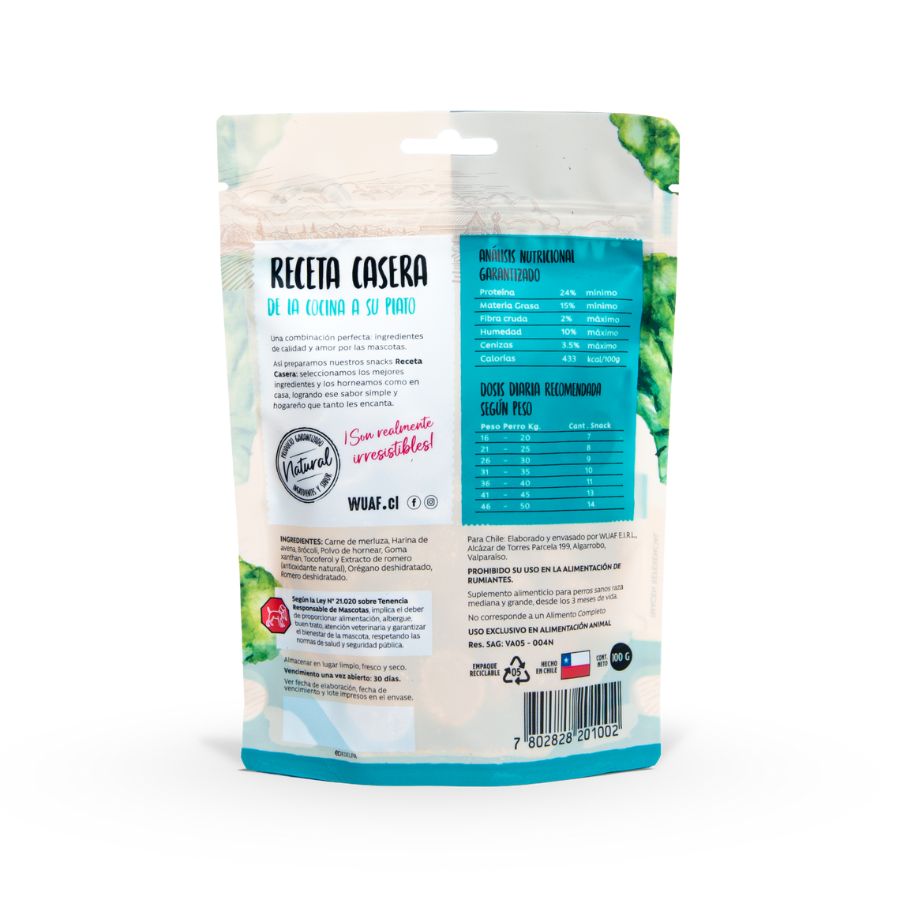 Wuaf snack para perros sabor pescado br&oacute;coli 100 GR, , large image number null