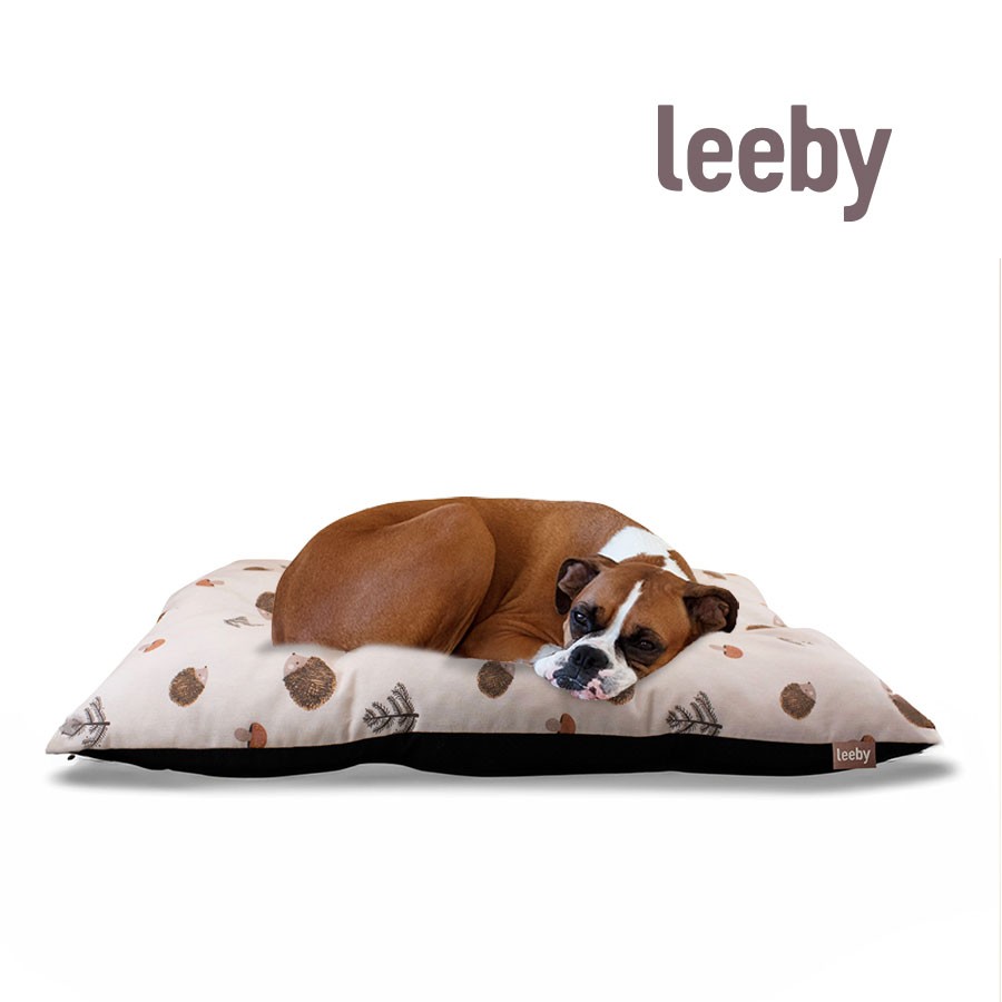 Leeby Cojín Acolchado Blanco con estampado de erizos para perros, , large image number null