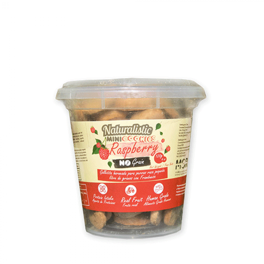Naturalistic Galleta mini libre de granos frambuesa snack para perros, , large image number null