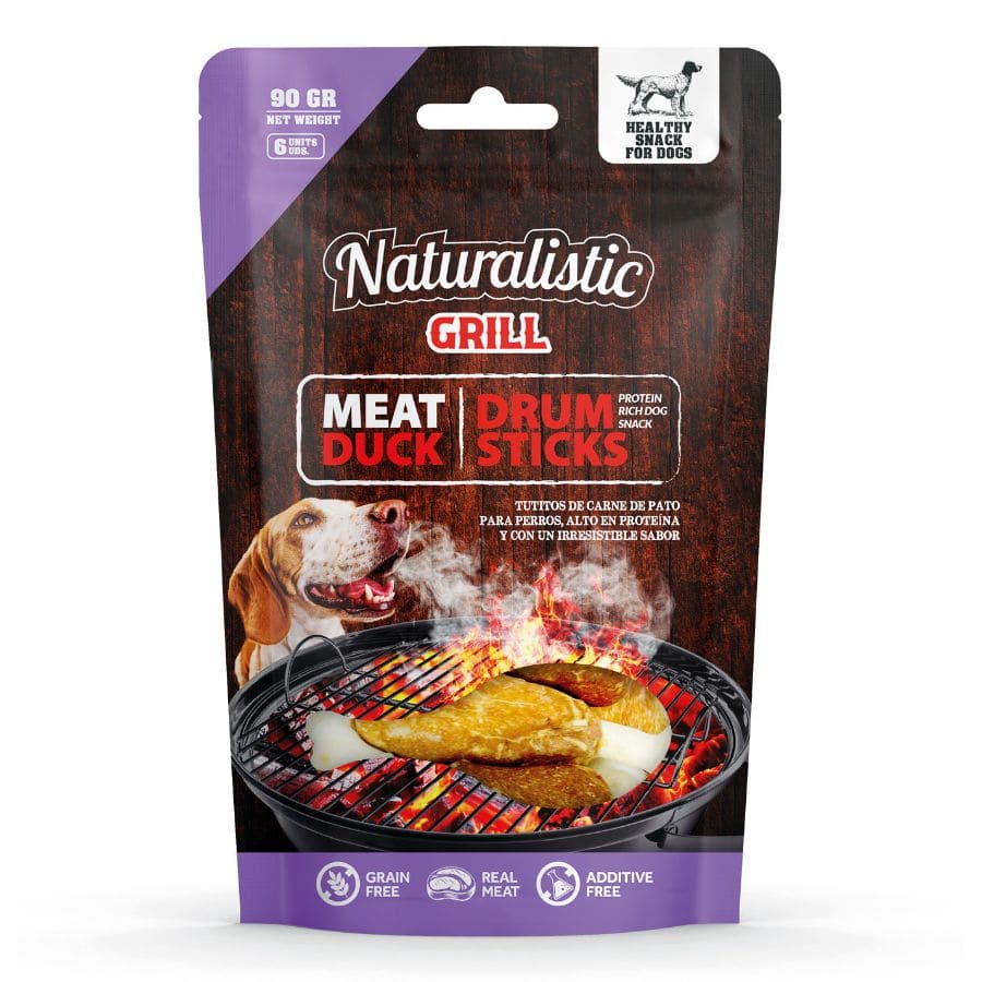 Naturalistic protein rich sabor carne de pato drumstick snack para perros 90 GR