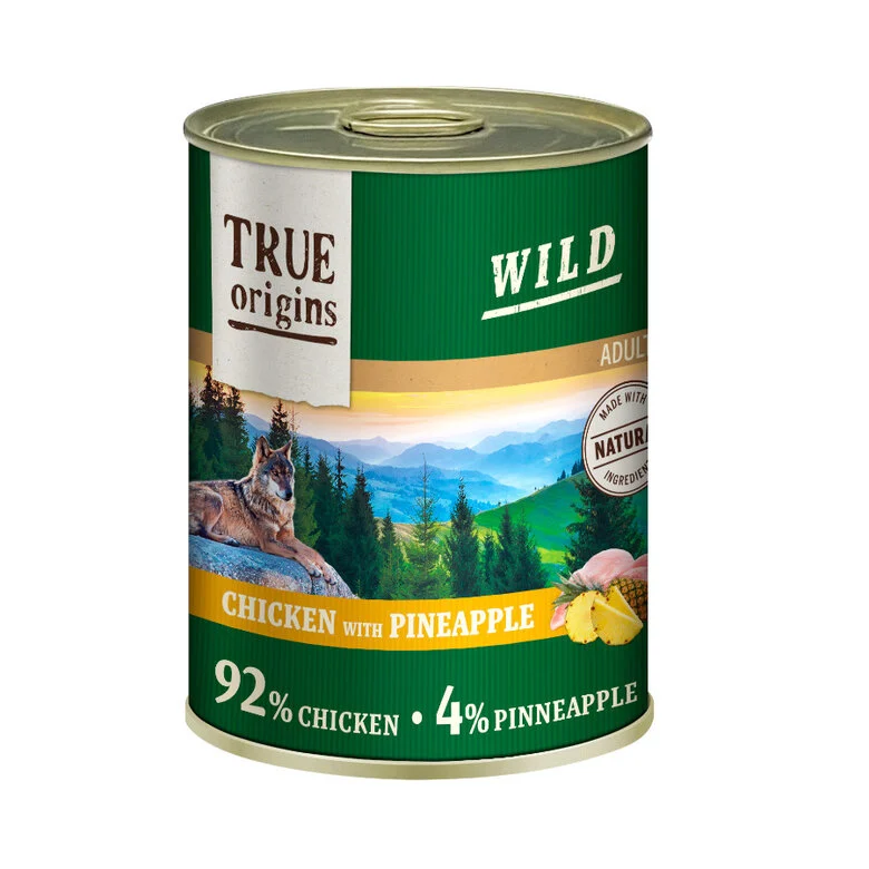 True Origins Wild pollo/piña alimento húmedo para perros 400 GR