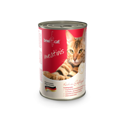 Bewicat latas meatinis rico en ave alimento húmedo para gatos 400 GR