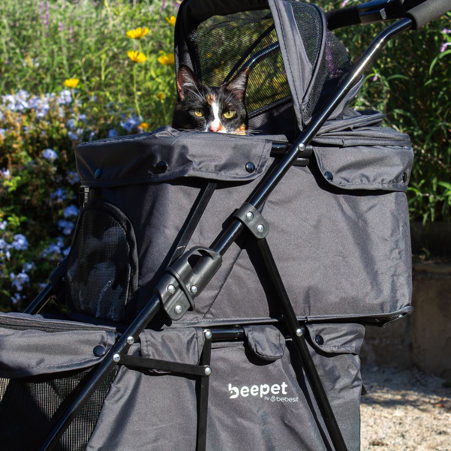 Bebesit coche para mascotas duopet doble gris, , large image number null