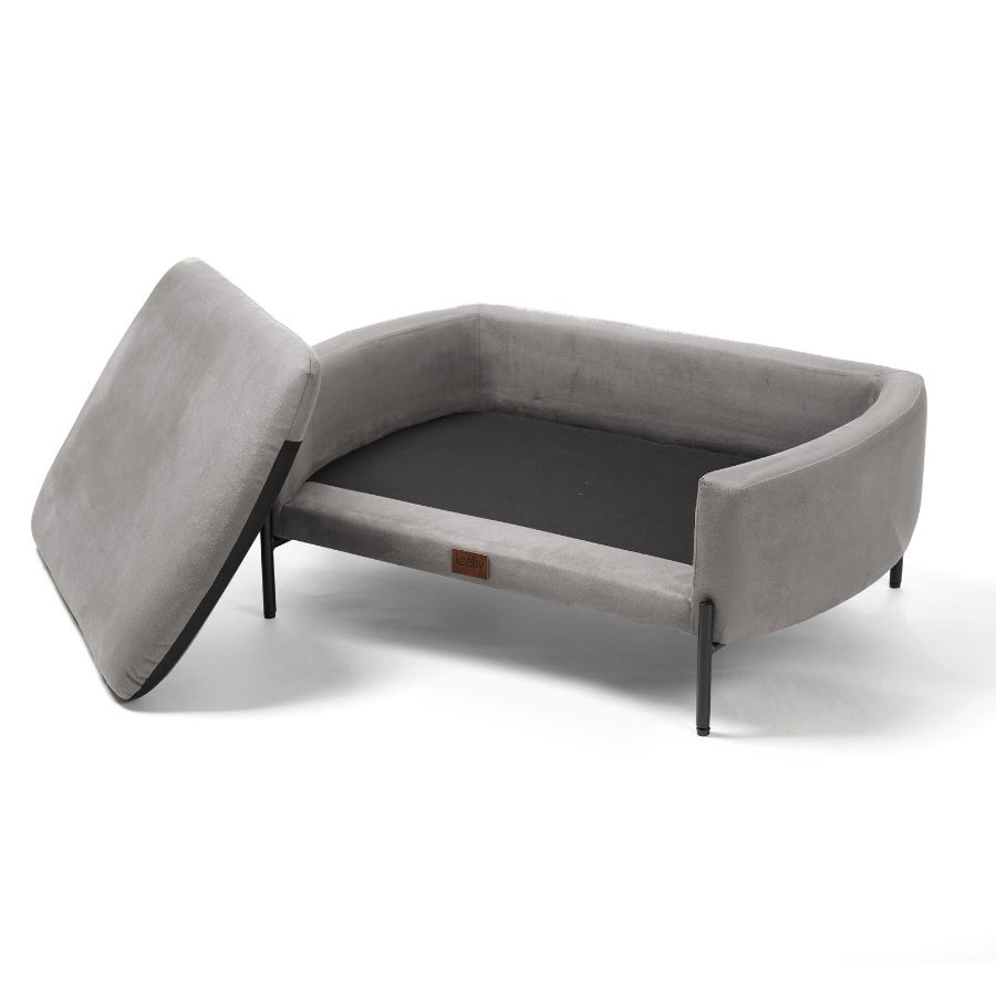 Leeby dog deluxe grey suede sofa, , large image number null