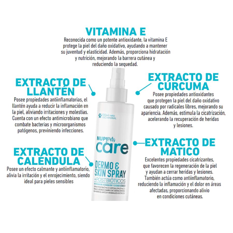 Nup!pets spray dermo and skin para cuidado de piel de mascotas 100ML, , large image number null