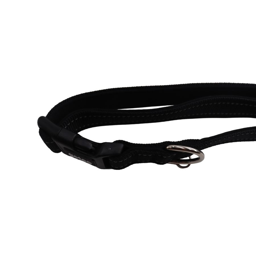 Collar negro reflectante con acolchado ajustable para perros, , large image number null