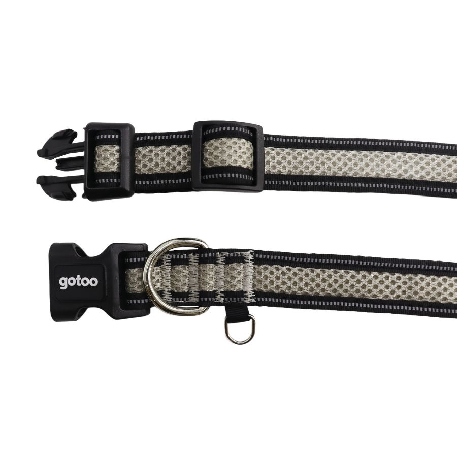 Collar gris reflectante de malla para perros, , large image number null