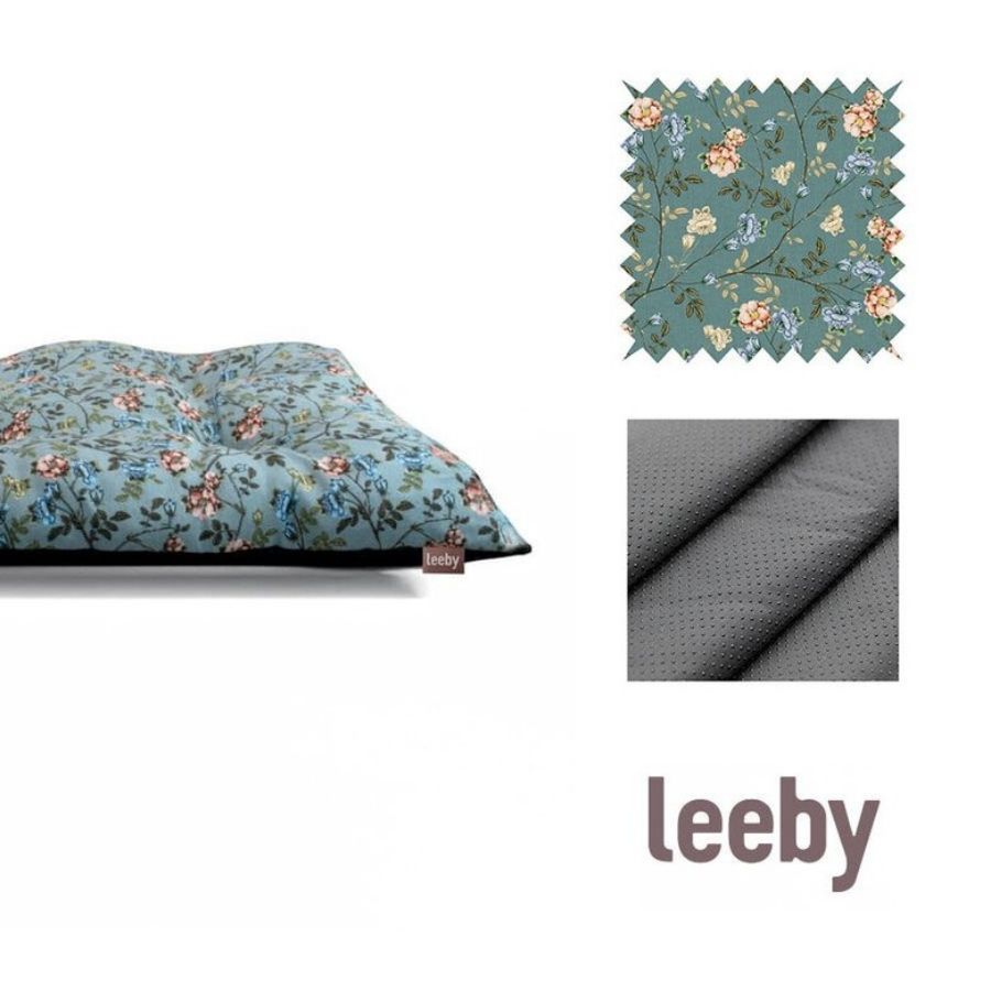 Leeby Cojín Acolchado Turquesa de Flores para perros, , large image number null