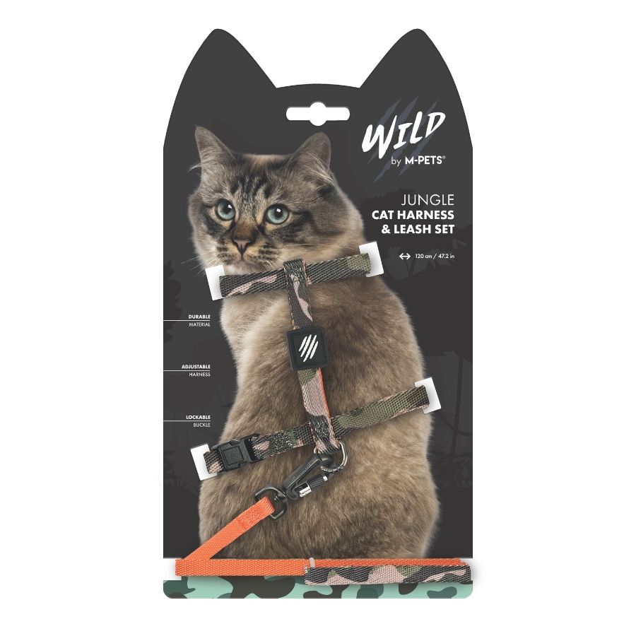 Juego de arnés y correa para gatos Wild jungle, , large image number null
