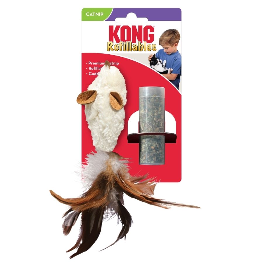 Juguete de ratón de plumas rellenable para gatos