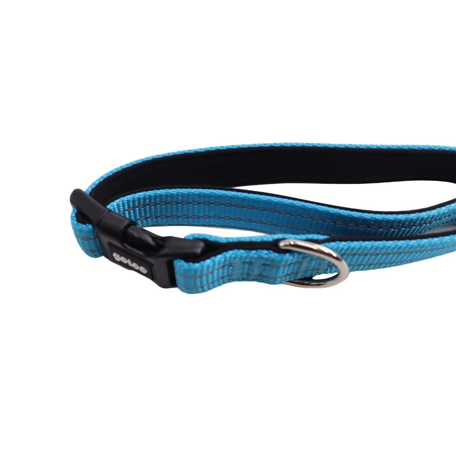 Collar azul reflectante con acolchado ajustable para perros, , large image number null