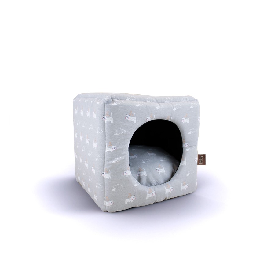 Leeby cama cueva gris para gatos, , large image number null
