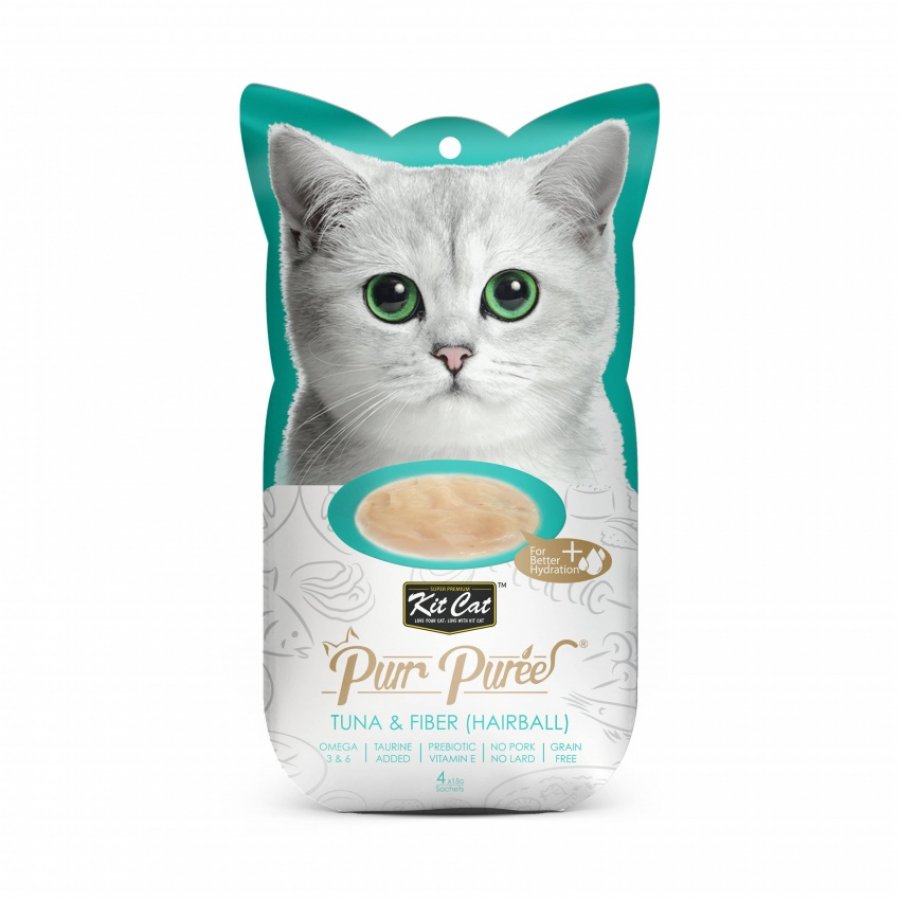 Kit-cat purr puree tuna & fiber (hairball) 60 GR, , large image number null