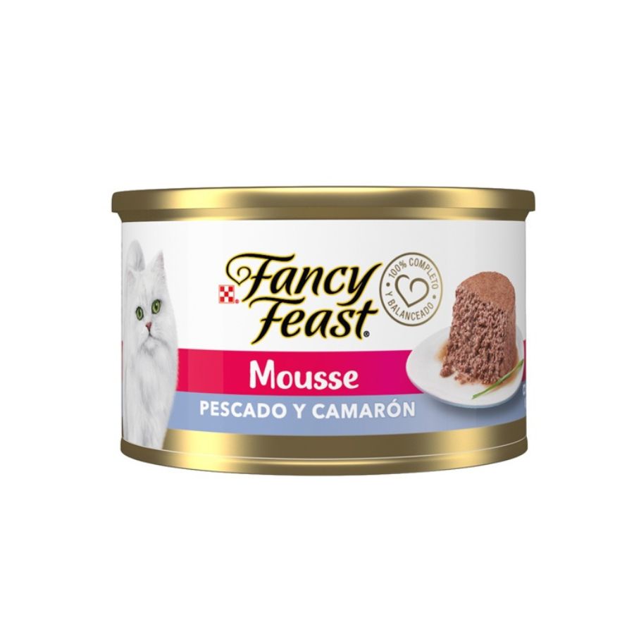 Alimento h&uacute;medo para gatos FANCY FEAST&reg; Mousse de Pescado y Camar&oacute;n 85GR