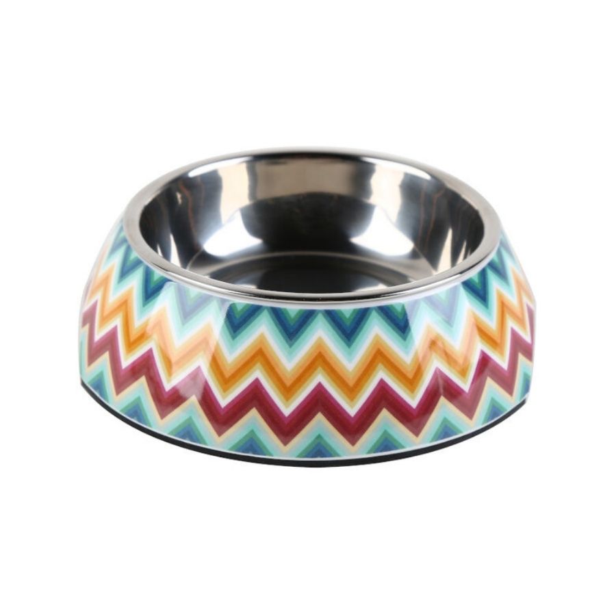 Leeby dog premium m.zig-zag bowl