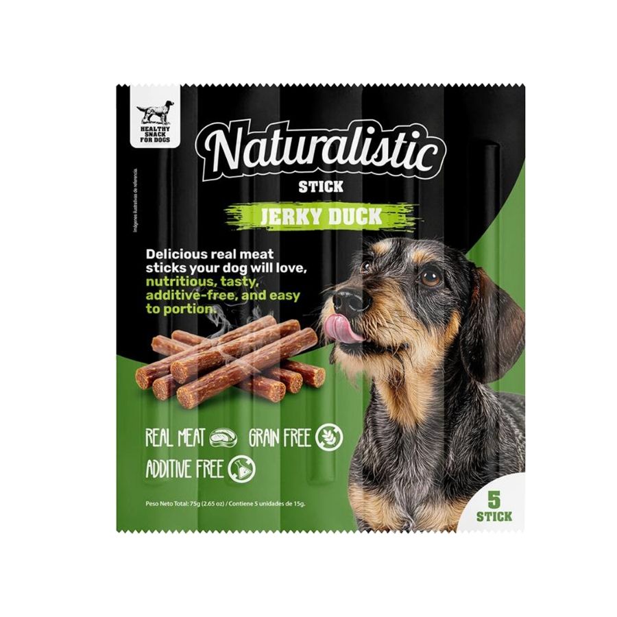 Naturalistic Tiras de carne deshidratada de pato para perros 5 un - 75GR a $2.796