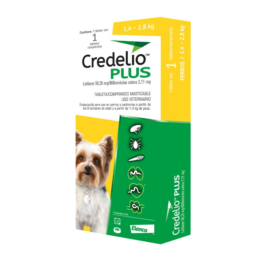 Credelio plus 56,25 mg 1 comp 1.4-2.8kg antiparasitario interno y externo, , large image number null