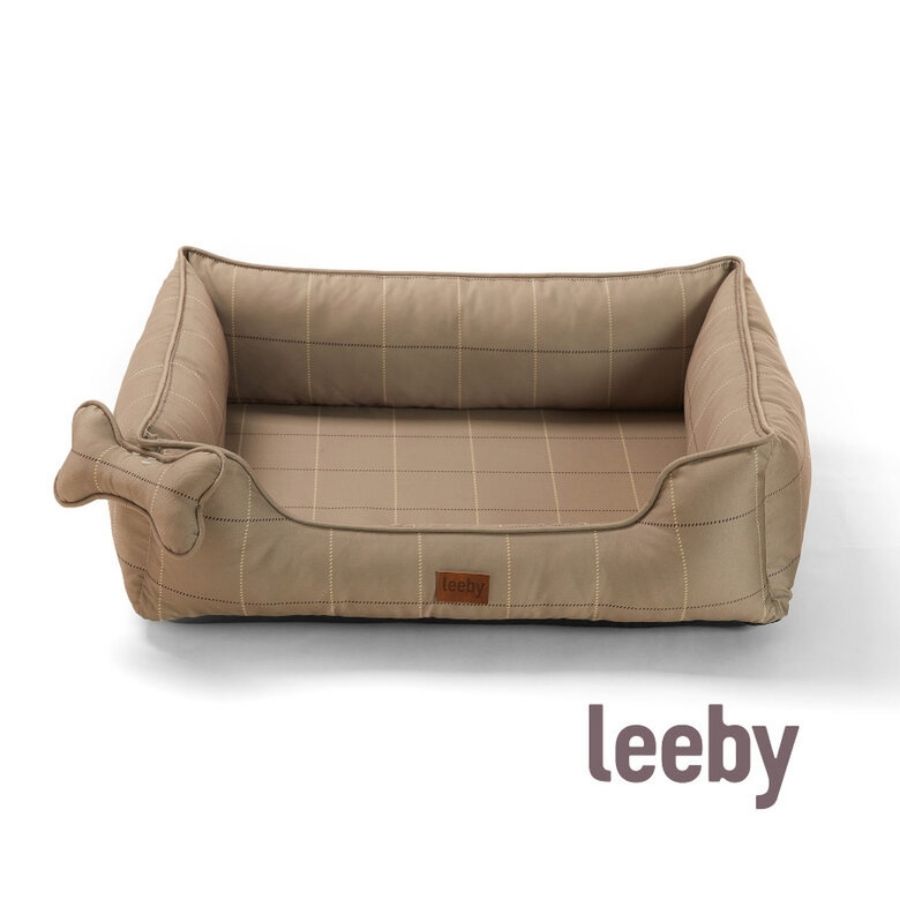 Leeby dog premium bed taupe tartan, , large image number null