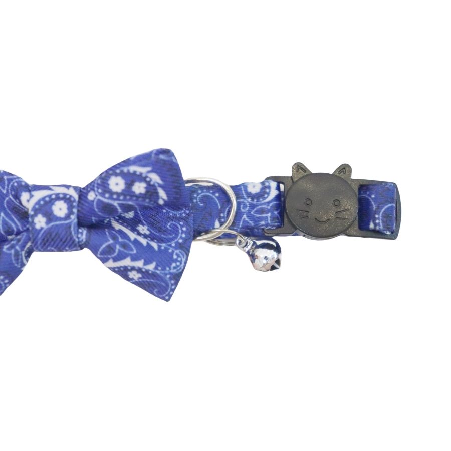 Collar Trendy azul con flores y lazo para gatos, , large image number null