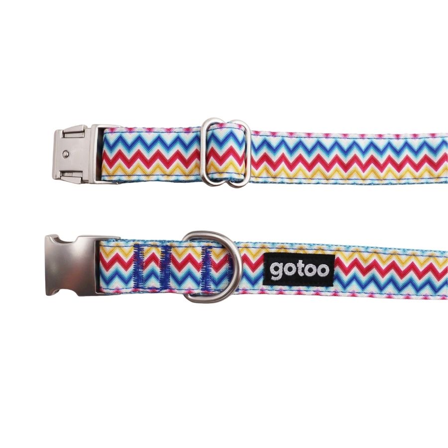 Collar ajustable con estampado zig-zag para perros, , large image number null