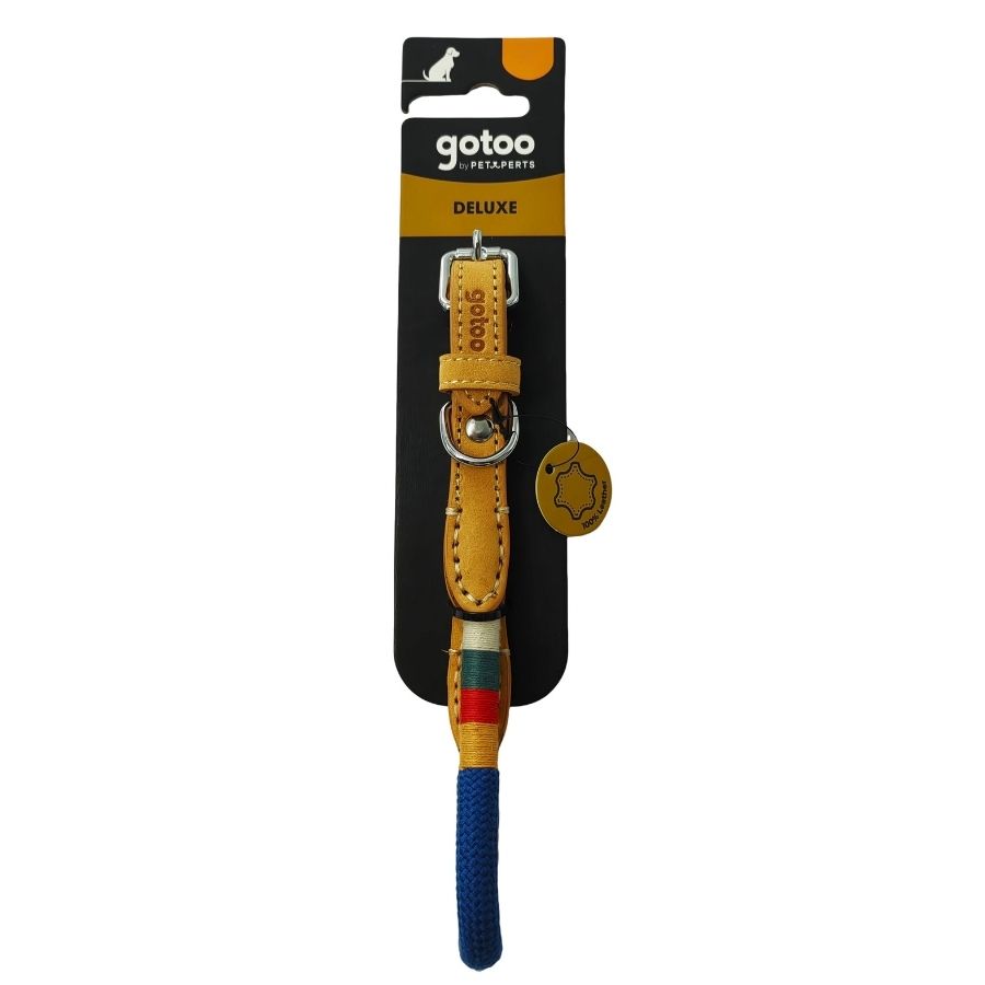 Gotoo collar con cuerda de cuero color azul, , large image number null