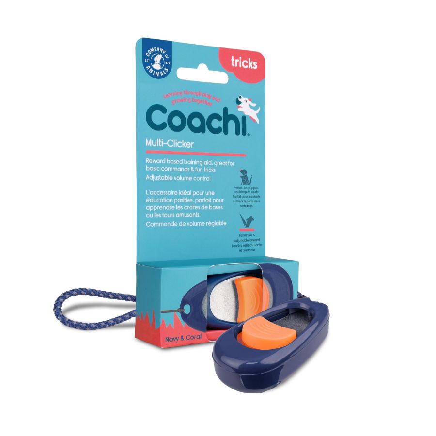 Coachi multi-clicker azul marino botón coral