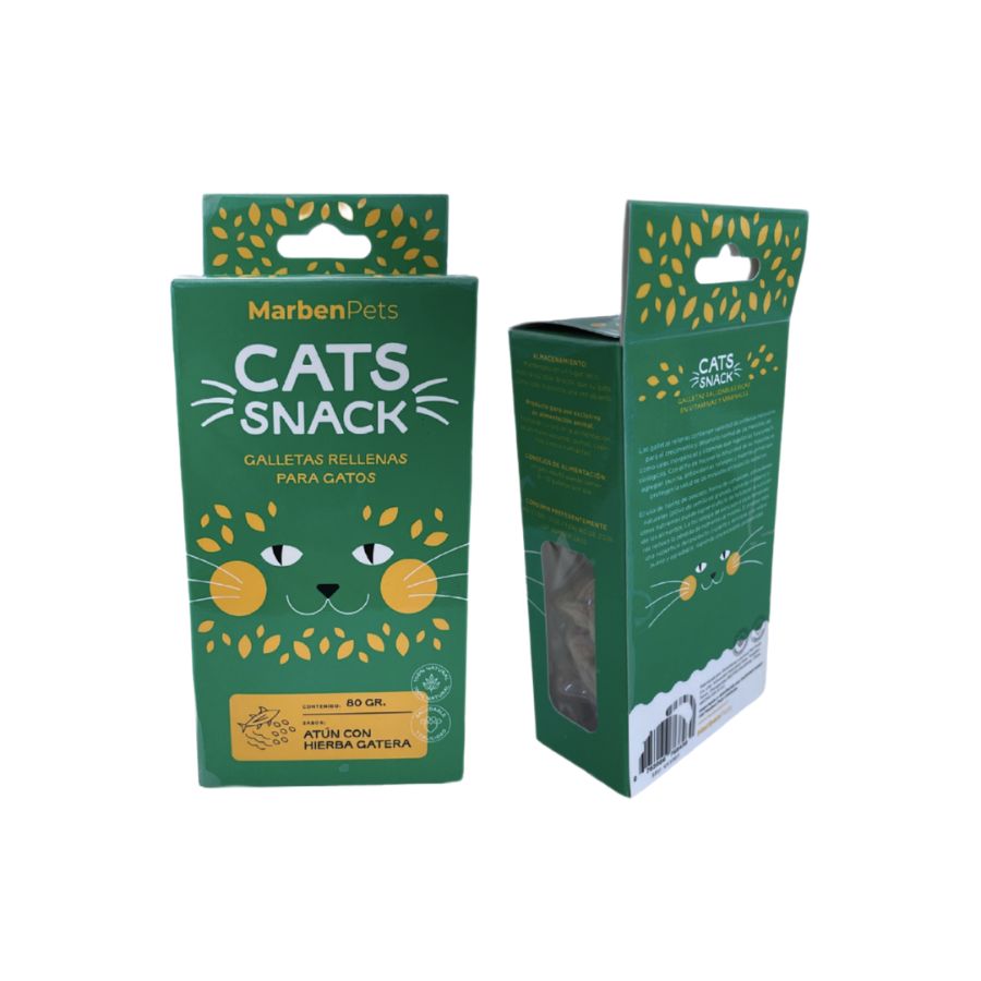 Galletas rellenas para gatos sabor atún con hierba gatera 80GR