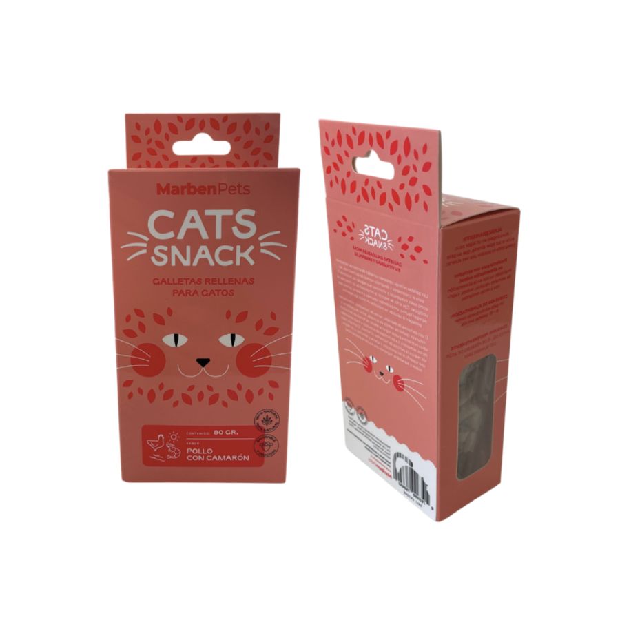 Galletas rellenas para gatos sabor pollo con camarón 80GR