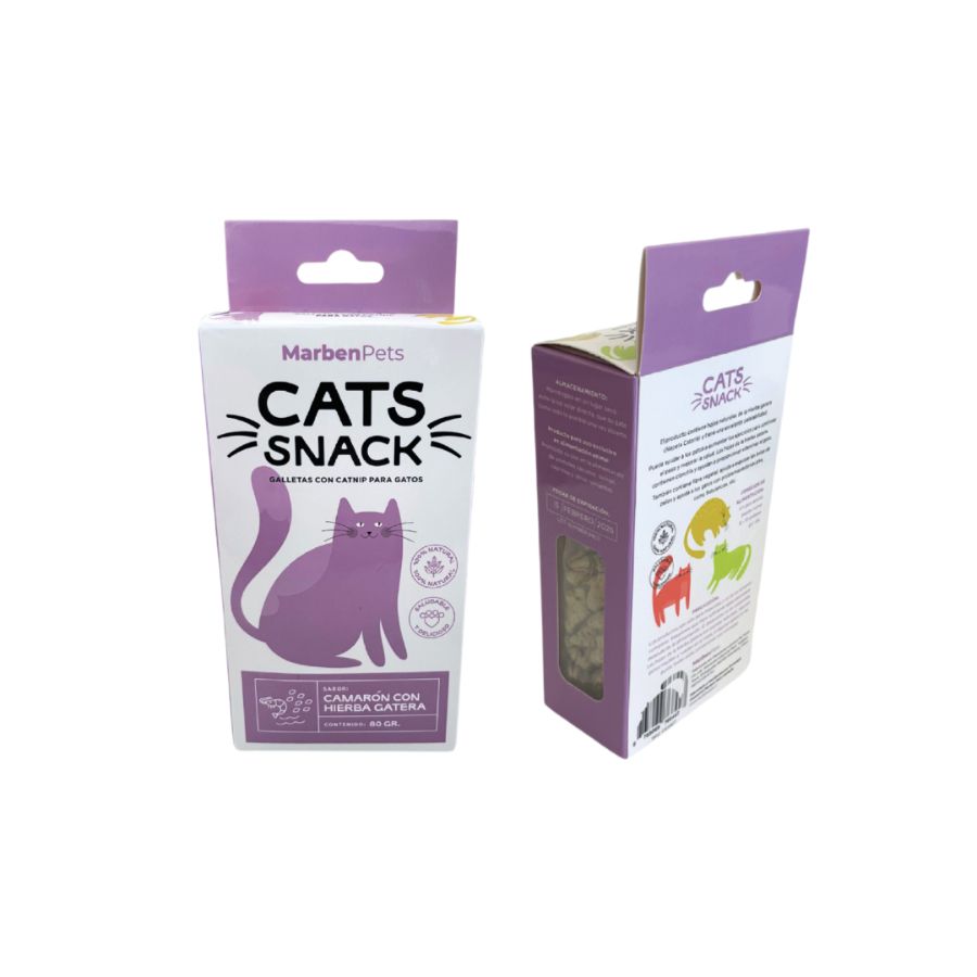 Galletas con hierba gatera para gatos sabor camarón con hierba gatera 80GR