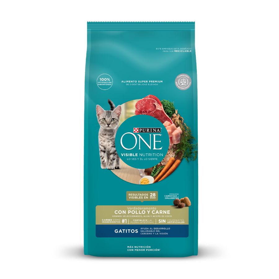 Alimento seco para gatos PURINA&reg; ONE&reg; Gatitos sabor pollo y carne 2KG, , large image number null