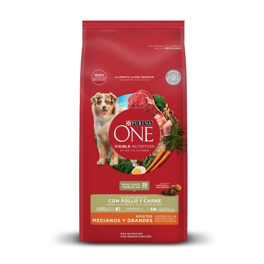 Alimento seco para perros PURINA&reg; ONE&reg; Adultos medianos y grandes sabor pollo y carne, , large image number null