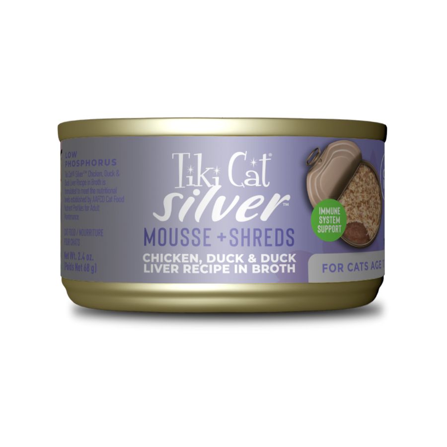 Tiki cat silver de pollo, pato e h&iacute;gado de pato 68GR alimento h&uacute;medo para gatos, , large image number null