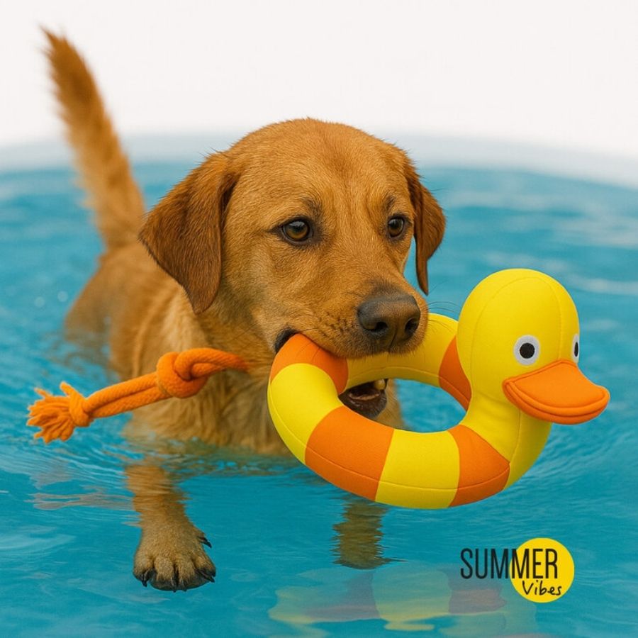 Summer Vibes Juguete verano flotante pato con cuerda para perros, , large image number null