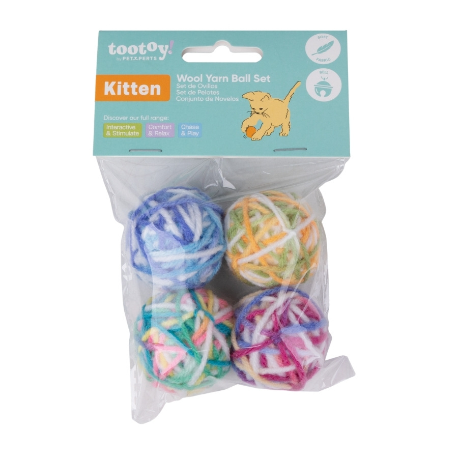 Tootoy! juguete set de pelotas de lana con sonido para gatito, , large image number null