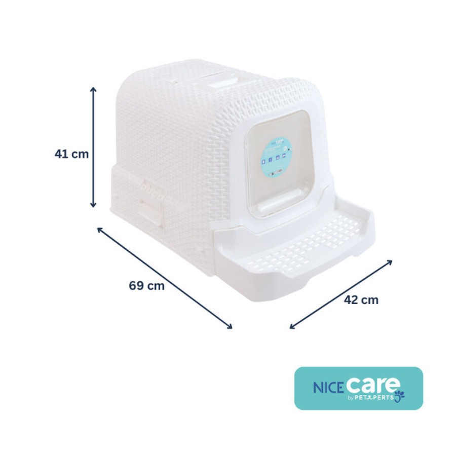 Arenero cerrado para gatos tipo rat&aacute;n blanco con filtro y pala, , large image number null