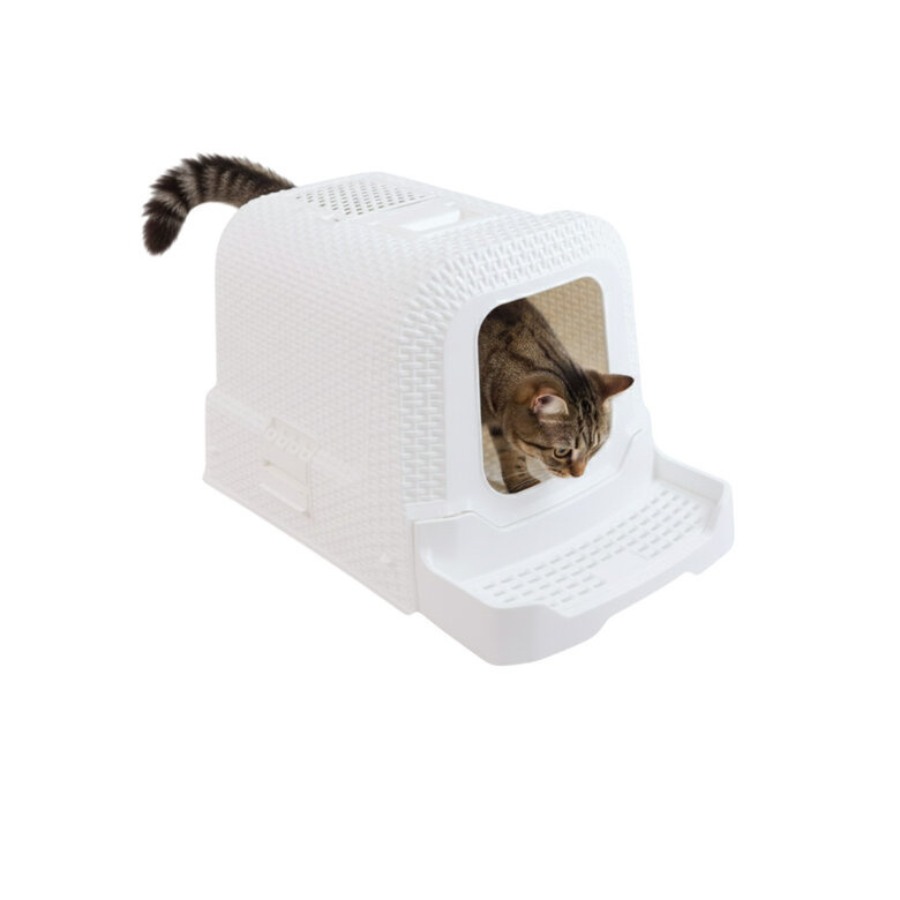 Arenero cerrado para gatos tipo rat&aacute;n blanco con filtro y pala, , large image number null