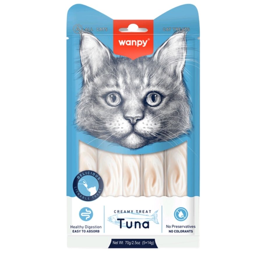 Wanpy Snack cremoso para gatos sabor at&uacute;n 70GR sin granos, , large image number null
