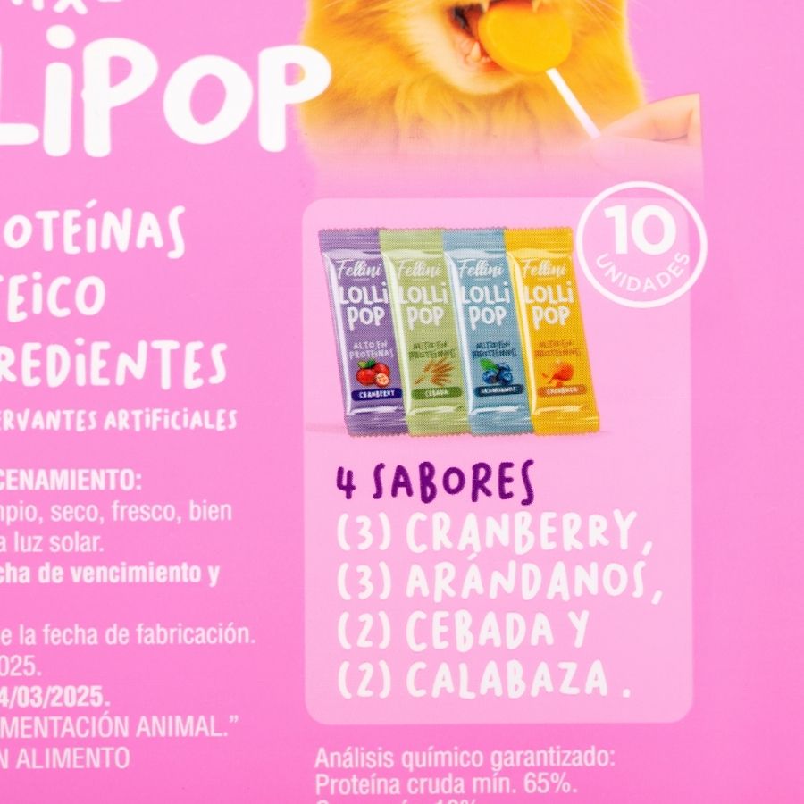 Snack para gatos fellini lollipop mix de sabores 10unidades, , large image number null