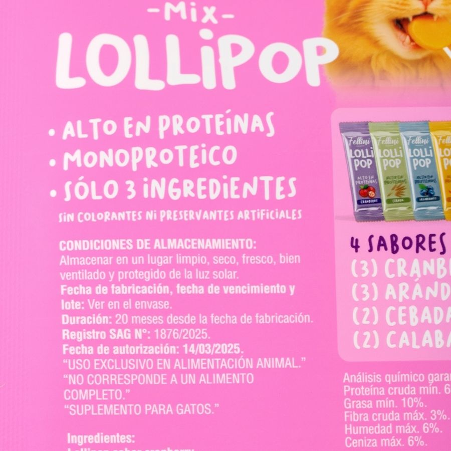 Snack para gatos fellini lollipop mix de sabores 10unidades, , large image number null