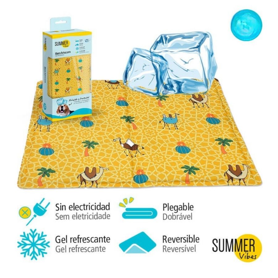 Summer Vibes Manta de enfriamiento premium con estampado de camello para perros, , large image number null